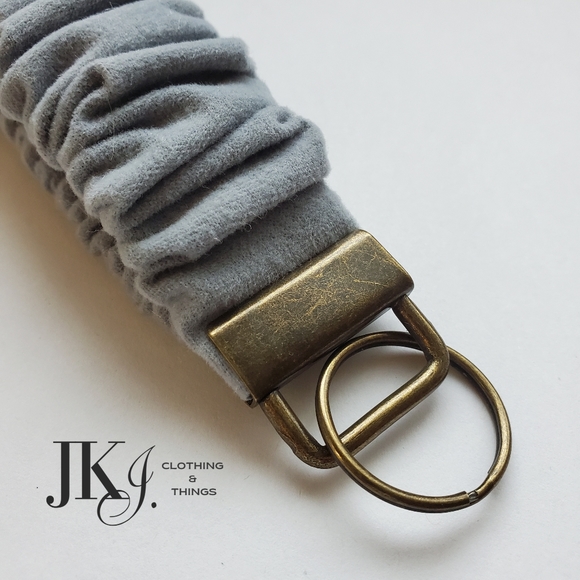 Scrunchie Keychain Gray Suede Handmade NWOT - Picture 2 of 3